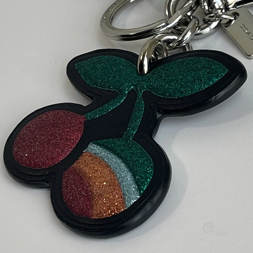 COACH Cherry Leather Bag Charm Key Fob
